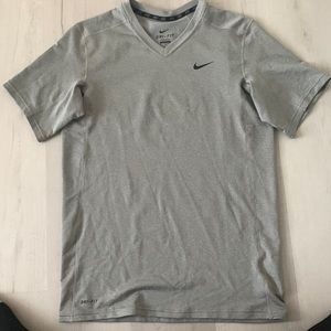 Gray Waffle Knit Nike V Neck